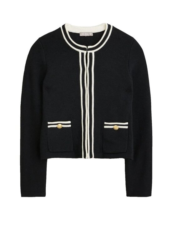 J. Crew Sweaters - NWT J.Crew Emilie Sweater Lady Jacket in Black Ivory Contrast Trim Cardigan XS
